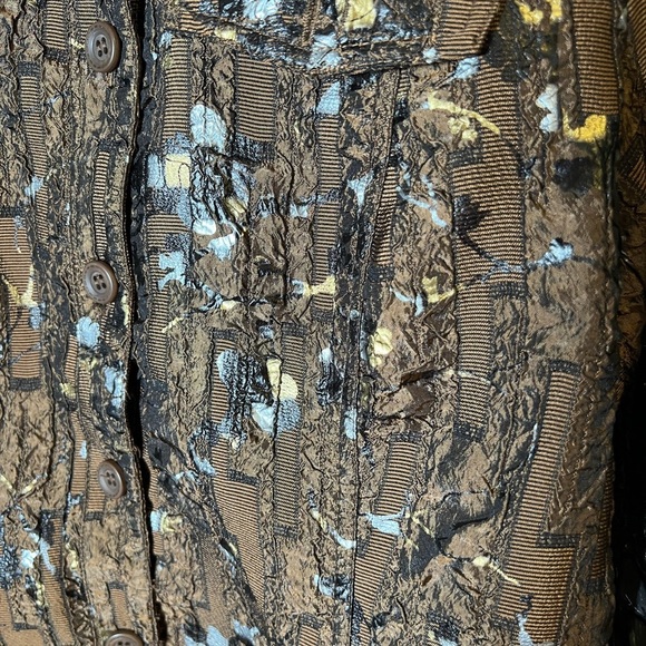Brown Faux Silk Embellished Jacket Women’s Size L - Picture 4 of 6
